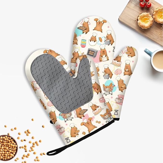 Capybara Gifts for Women, Funny Capybara Oven Mitt & Pot Holder Set, Heat - Image 4