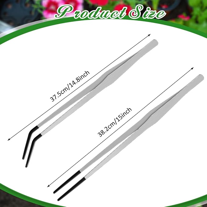 Lasnten 2 Pcs Extra Long Stainless Steel Reptile Feeding Tongs - Image 2