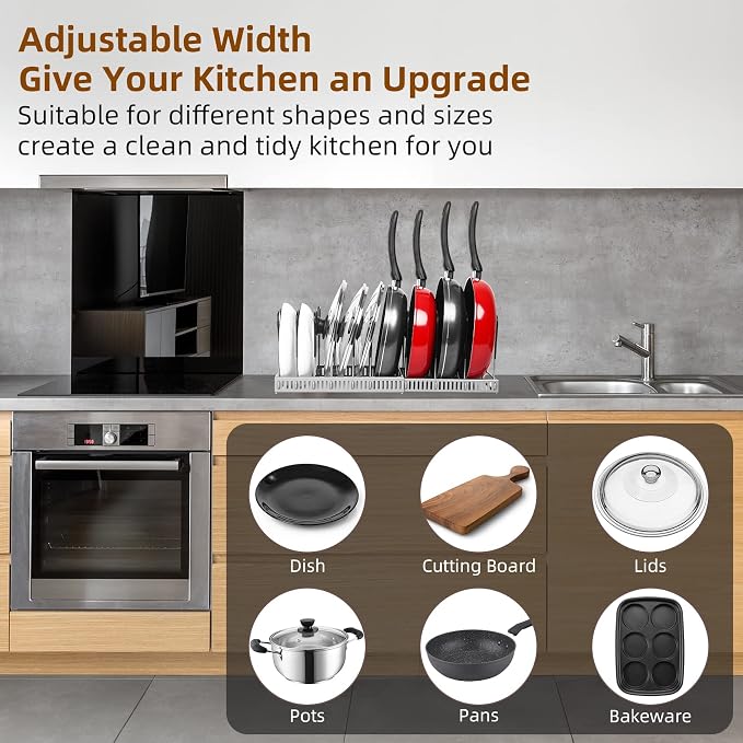 ROOHUA Pot Rack Organizer -Expandable Pot and Pan Organizer - Image 2