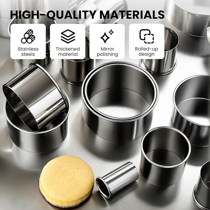 12 Pcs 304 Stainless Steel Biscuit Cutter Set, Round Cookie Cutters - Image 3