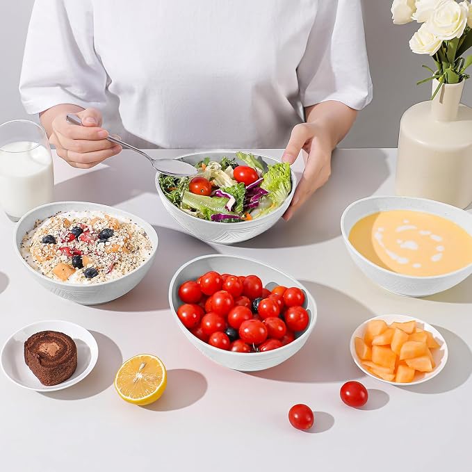 Wheat Straw Bowls Set of 4, Unbreakable Plastic Bowls Reusable, Microwave Safe - Image 5