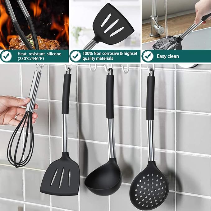Stainless Steel Kitchen Cooking Utensil Set, Umite Chef 15 pcs Cooking Utensils - Image 6