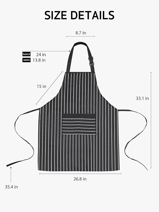 Syntus Apron for Men Women, Adjustable Cooking Kitchen Chef Aprons - Image 2