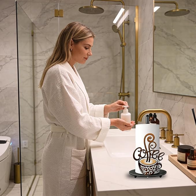 Coffee Themed Paper Towel Holder Countertop - Image 7