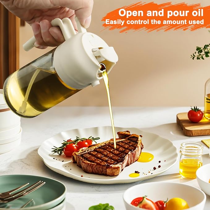 2 in 1 Glass Oil Sprayer & Dispenser, 16oz/470ml Olive Cooking, Air Fryer - Image 5