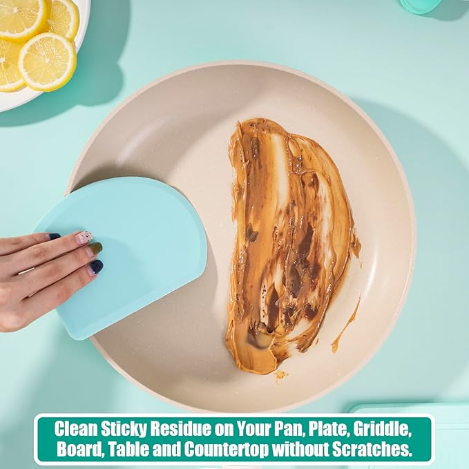 Silicone Dough Scraper with Stainless Steel Sheet, Curved Edge Flexible Bowl - Image 6