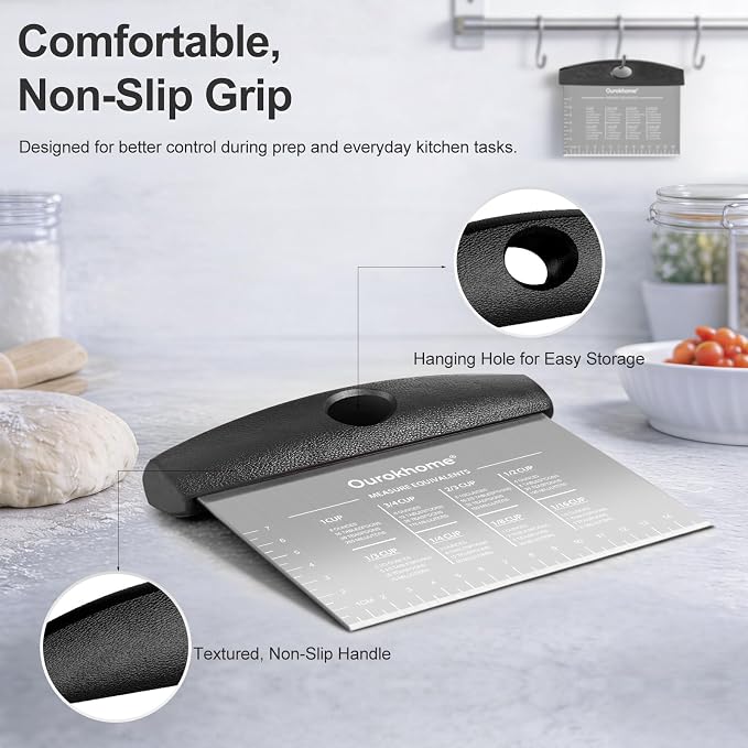 Ourokhome 2 Pack Bench Scraper Dough Cutter, Stainless Steel Dough Scraper - Image 5