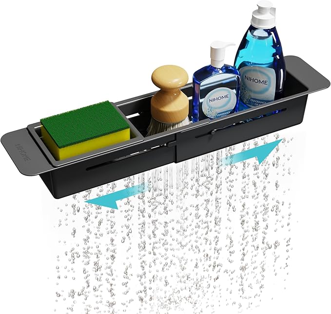 NiHome Extendable Over Sink Kitchen Organizer, Small Telescopic Brush Storage by NiHome