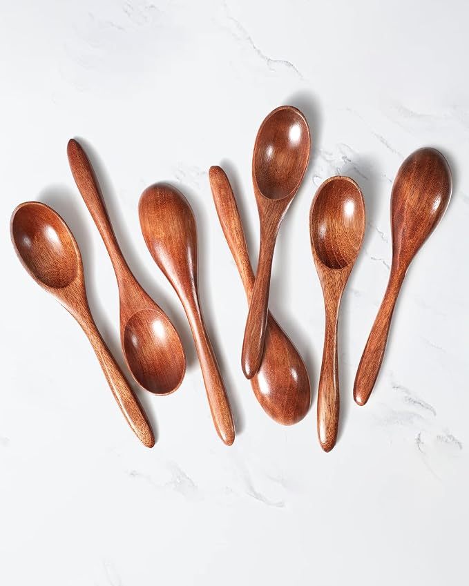 7pcs Small Wooden Spoons for Honey, Coffee Little Wood Table Spoon for Eating - Image 6