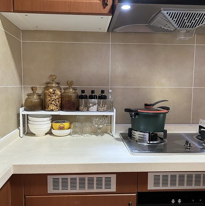 Expandable Cabinet Shelf Organizer 16-26" L Stackable Kitchen Counter Shelf - Image 7
