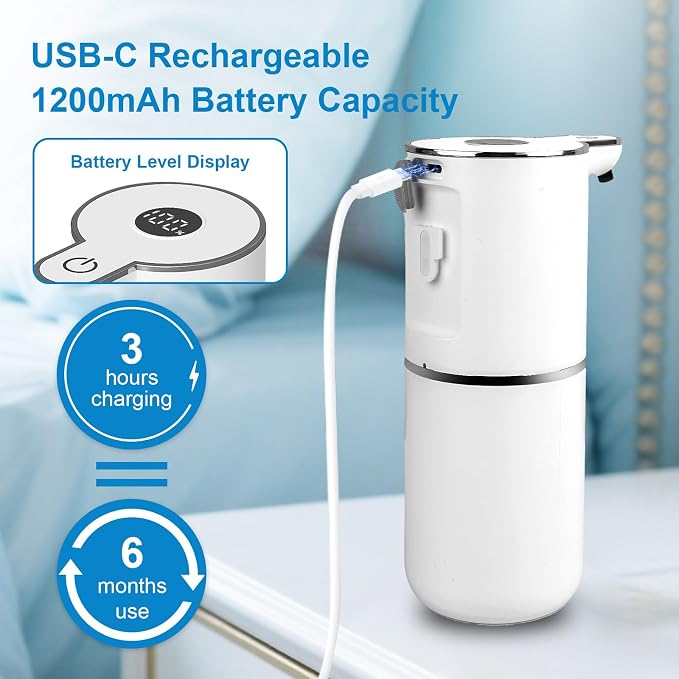 OHIFAST 2 Pack Automatic Foaming Soap Dispenser Touchless, USB Rechargeable - Image 4