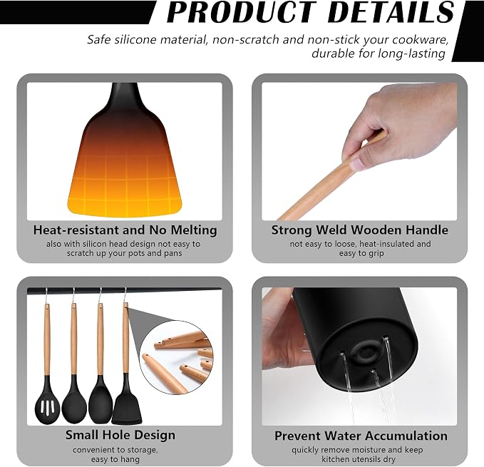 HaWare Kitchen Cooking Utensils Set, 23-Piece Silicone Kitchen Utensils Spatula - Image 4