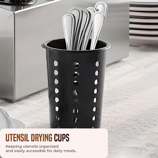 OCS Parts Perforated Utensil Drying Cups | Black | Set of 3 | Plastic Flatware - Image 3