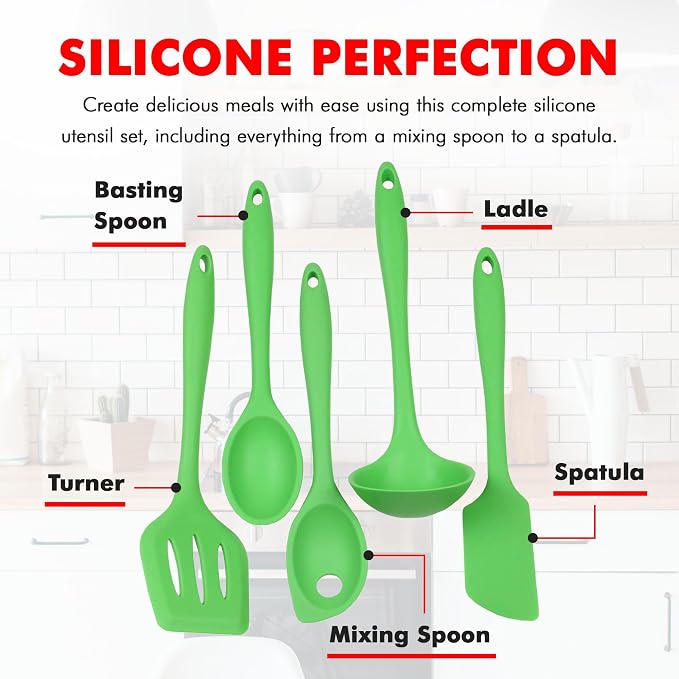 Chef Craft Premium Silicone Kitchen Tool and Utensil Set, 5 Piece - Image 4