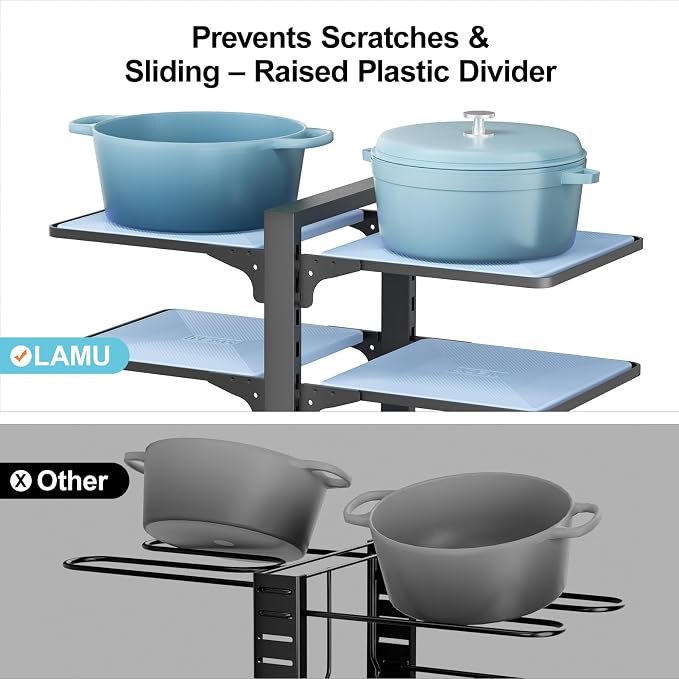 LAMU Pots and Pans Organizer under Cabinet, 8-Tier Heavy Duty Pan Organizers - Image 2