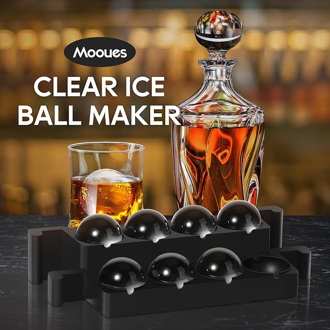 Mooues Clear Ice Cube Maker, 8 Large Whiskey Ice Cubes Mold, 2 Inch Silicone - Image 9