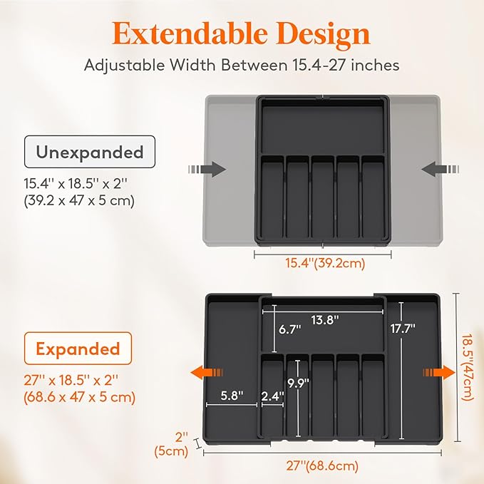 Lifewit Silverware Drawer Organizer, Expandable Utensil Tray - Image 4