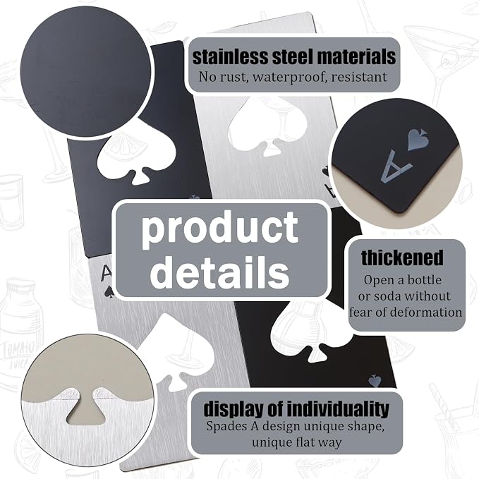 Ace of Spades Bottle Openers, Credit Card Size Stainless Steel Bottle Opener - Image 3