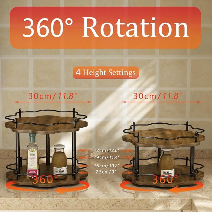 2 Tier Lazy Susan Organizer, 2-Tier Spinning Spice Rack - Image 2