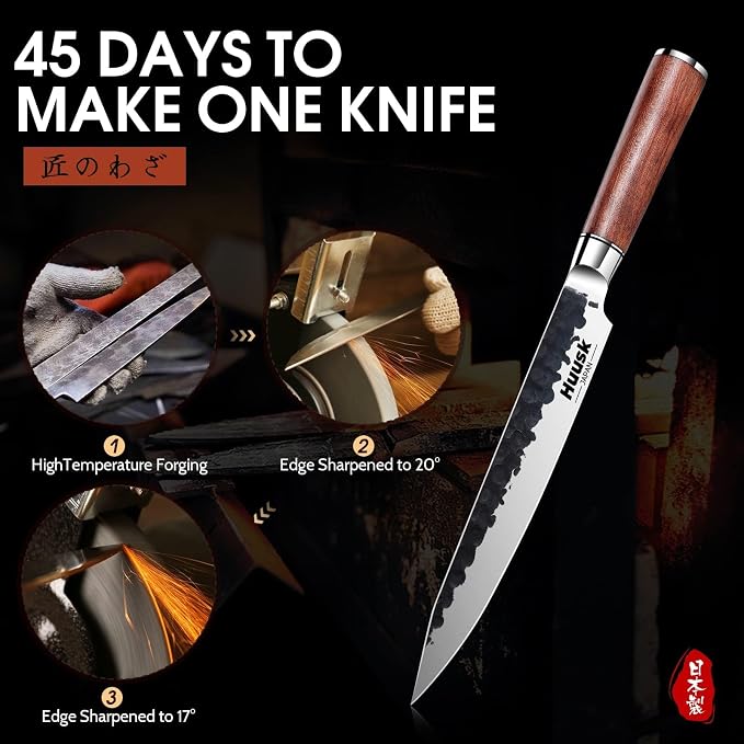 Huusk Japanese Slicing Knife 8 Inch Sushi Knife, Hand Forged Sashimi Knives - Image 3