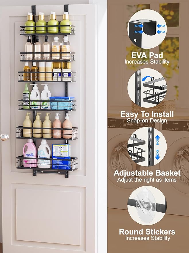Delamu Over the Door Pantry Organizer, 6 Tier Pantry Door Organizer - Image 3