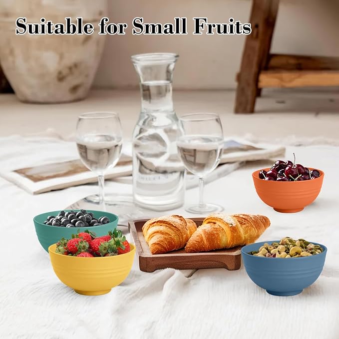 Unbreakable Wheat Straw Bowls for Kids, 10 oz Snack Bowls Set of 6, Small Handy - Image 6