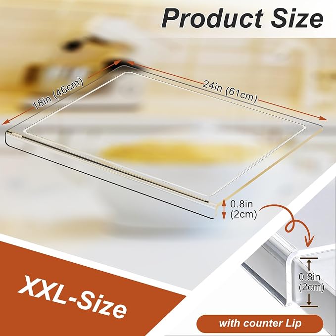 JJL Acrylic Cutting Board with Counter Lip, 24 x 18 Inches, Food-Grade - Image 6