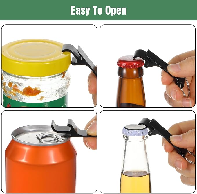 100 Pack Bottle Opener Keychain Bulk Black Metal Pocket Can Opener Key Chain - Image 4