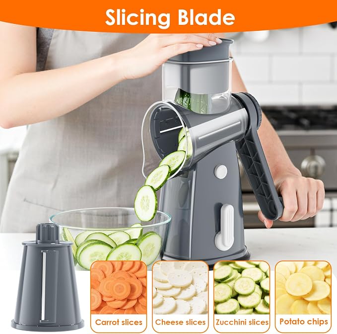 MealHelper 5 Blade Rotary Cheese Grater Hand Crank - Image 5