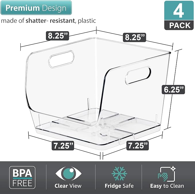 Sorbus Stackable Storage Bins Open Front, Pantry Bins - Image 3