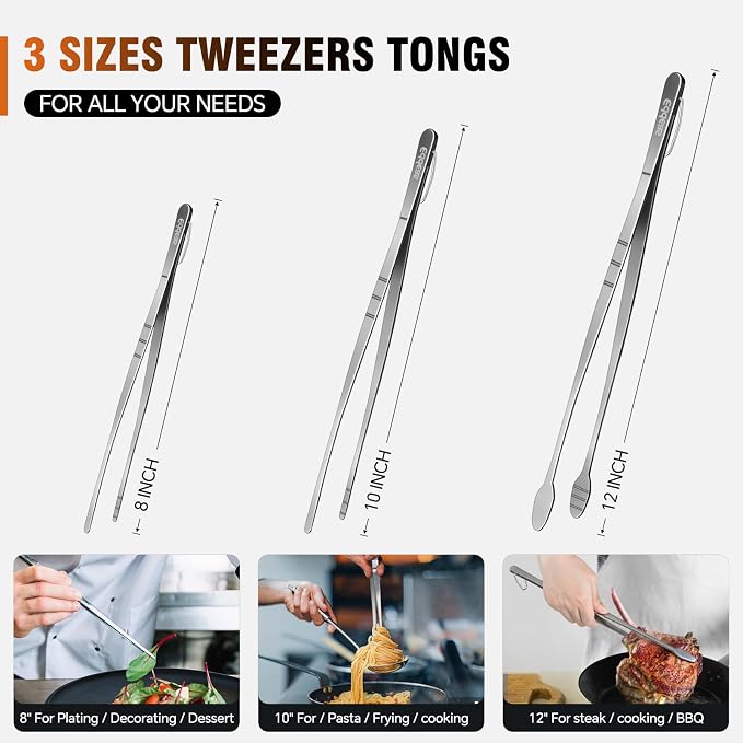 Eddeas Kitchen Tweezers Tongs, Cooking Tweezers Stainless Steel - Image 8