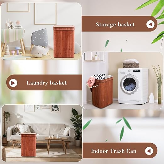 2 Pack 21 Gallon Bamboo Slim Trash Can - Image 6