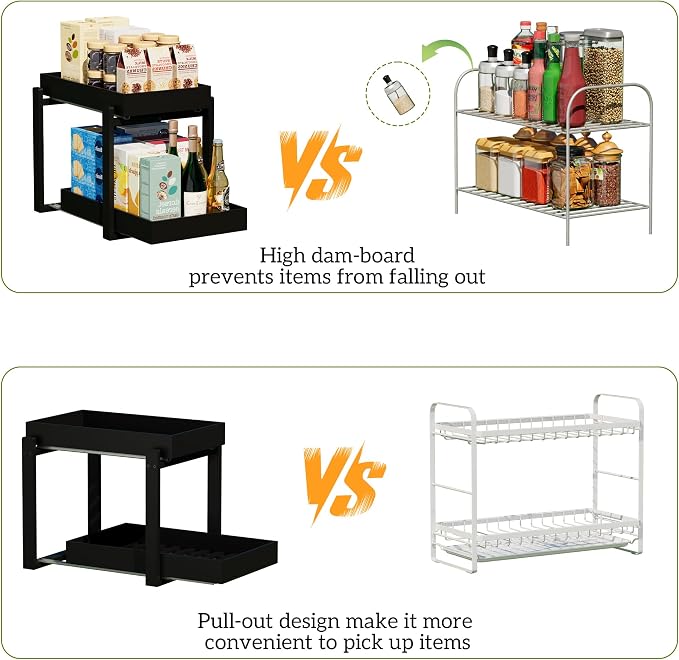 APRTAT 2 Pack Under Sink Organizer, Bamboo Wooden 2-Tier Pull-Out Storage - Image 7