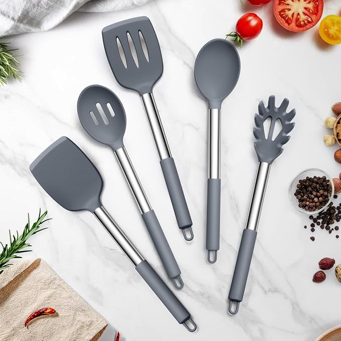 TeamFar Silicone Cooking Utensils Set, Turner/Spoon/Pasta Server - Image 7