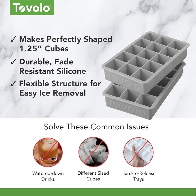 Tovolo Silicone Ice Cube Tray Oyster Gray Pack of 2 BPA Free Ice Tray Mold - Image 3