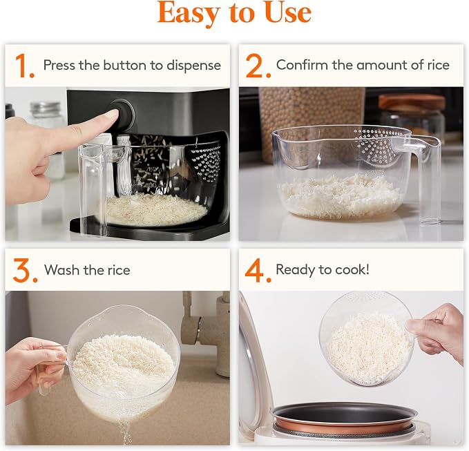 Lifewit 2 Pack Rice Dispenser 25 Lbs, Rice Storage Container Sealed Moisture - Image 8