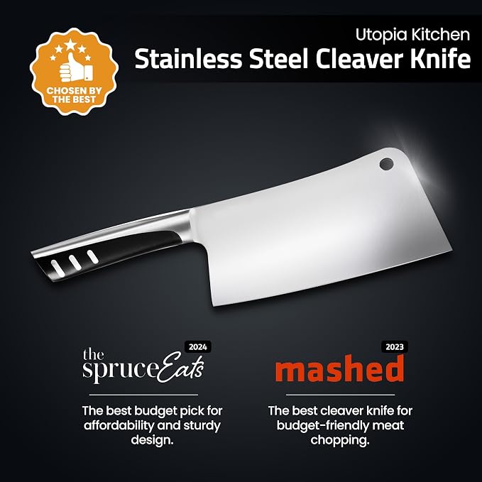 Utopia Kitchen 7 inch Cleaver Knife Stainless Steel Chef Butcher Knives - Image 9