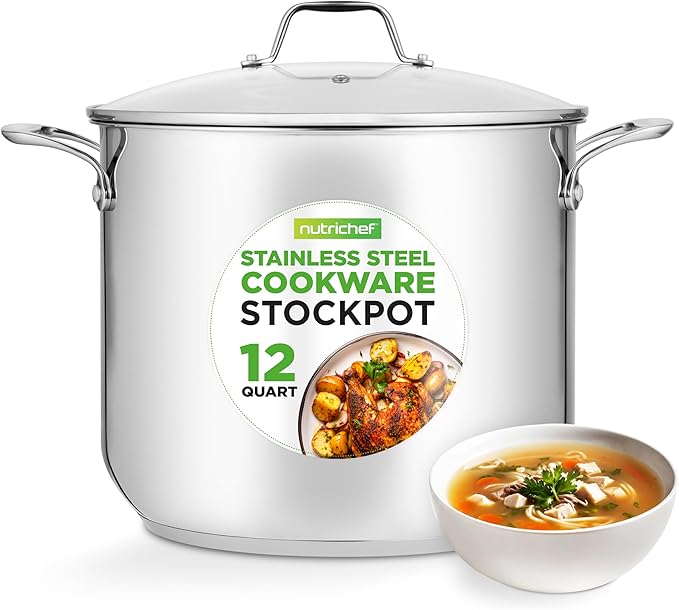 NutriChef 12-Quart Stainless Steel Stockpot – 18/8 Food Grade Heavy-Duty by NutriChef%E2%84%A2Kitchen