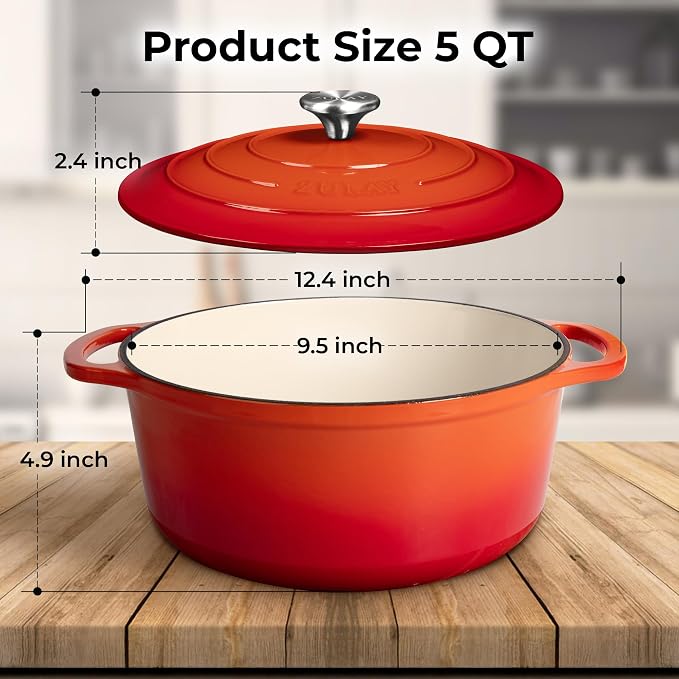 Zulay Kitchen 5 Quart Enameled Cast Iron Dutch Oven Pot - Image 8