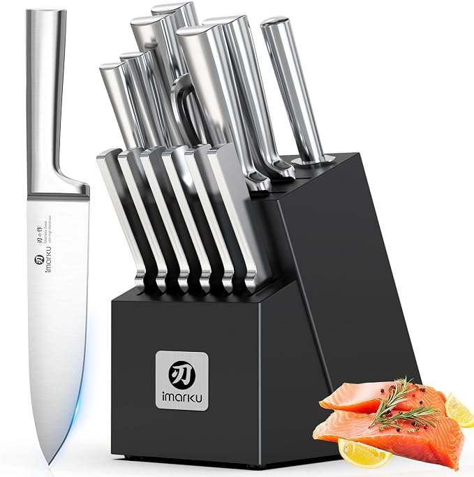 imarku 15-Piece Knife Block Set Built-in Sharpener, Japanese High Carbon by imarku