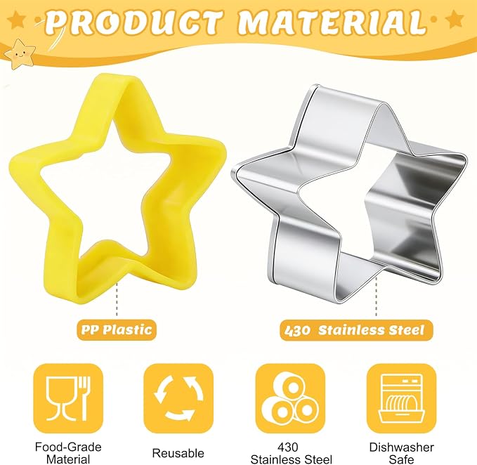 Nifogo Star Cookie Cutters 5 Pcs, Mini Small Large Sizes Stainless Steel - Image 3