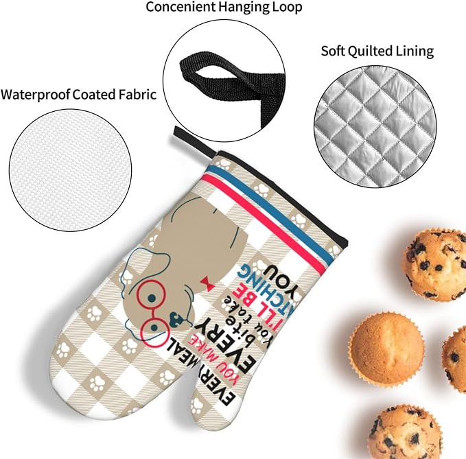 Funny Dog Oven Mitts and Pot Holders Sets of 3 Heat Resistant Hot Pads Cute - Image 5