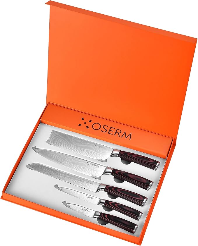 Knife Set | Gift-Ready 6-Piece Japanese Style Kitchen Knife Set — Burgundy Gift - Image 5