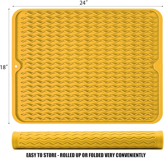 Large 24" x 18" Silicone Dish Drying Mat - Image 2