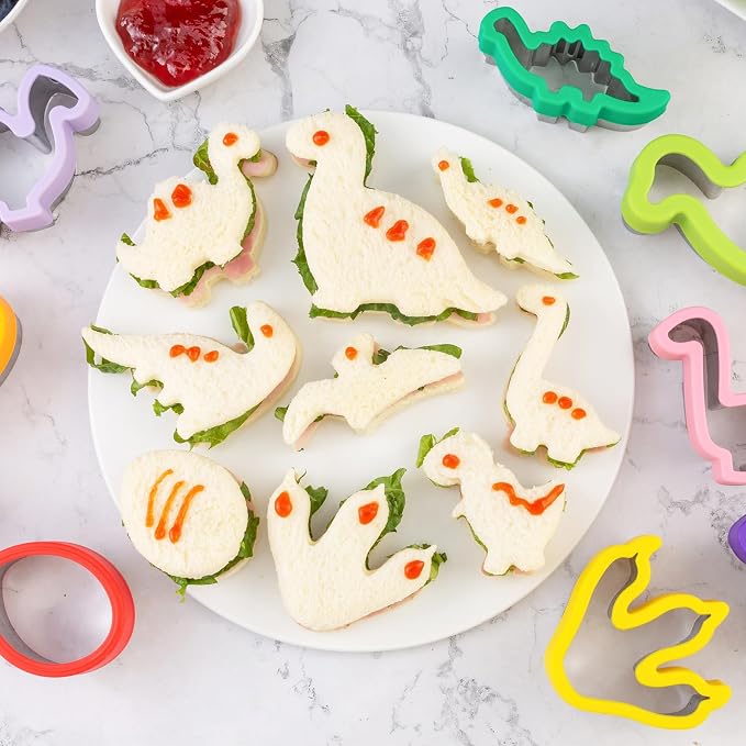Dinosaur Cookie Cutters 9 Set, Nifogo Stainless Steel Shaped Cookie Candy Food - Image 7