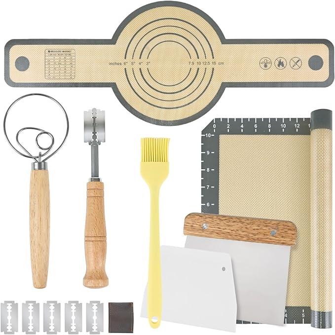 Bread Making Tools Set of 7, Including Silicone Pastry Mat, Round Baking Mat by Unknown