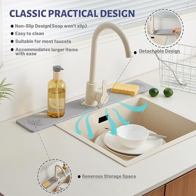 Stone Faucet Mat for Kitchen Sink, Faucet Mat Fast Drying Diatomite, Sink - Image 4