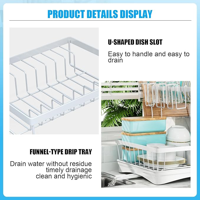 7 code Large Dish Drying Rack, 2-Tier Dish Racks - Image 4
