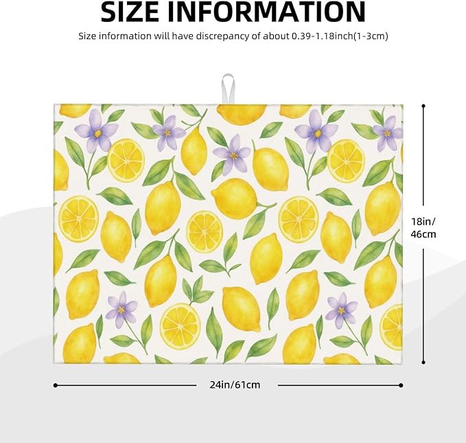 Lemon Dish Drying Mats for Kitchen Counter, Large 18"x24" Dish Mats for Drying - Image 3