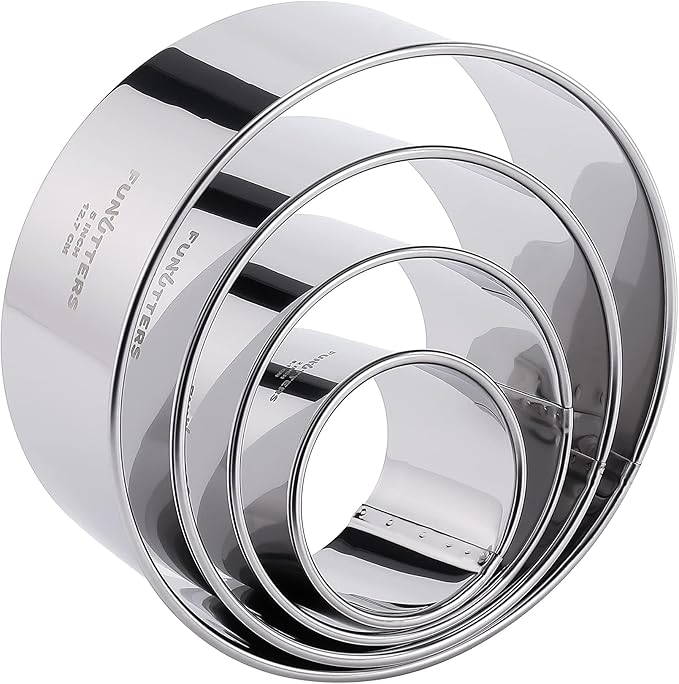 Cookie Cutter Set, Measuring 2'', Round Metal Baking Rings by FUNUTTERS